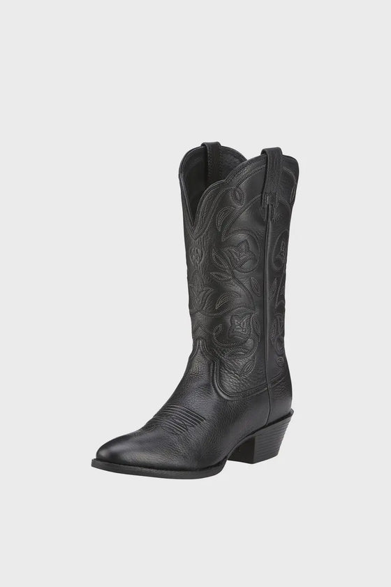 Ariat Women's Heritage Western R Toe Black Deertan