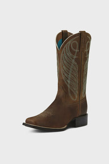  Ariat Women's Round Up Wide Square Toe Powder Brown