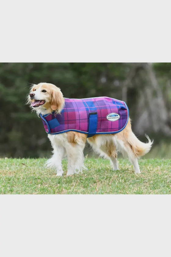 WEATHERBEETA COMFITEC PREMIER FREE PARKA DOG COAT 220G Blue/Pink Plaid