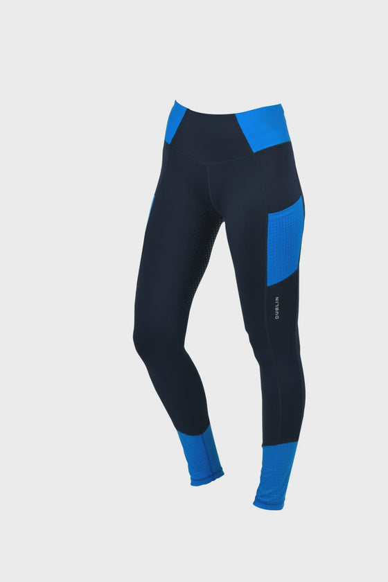 DUBLIN POWER TECH COLOUR BLOCK FULL GRIP TRAINING TIGHTS INK/OCEAN LADIES