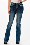 Grace In L.A 3D Steer Head Mid Rise Bootcut Jeans