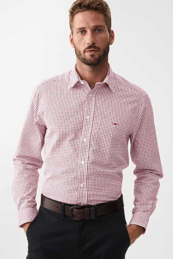 R.M.Williams Collins Shirt Burgundy/White