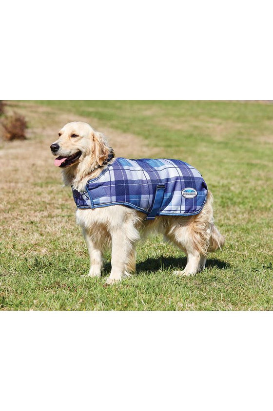 WEATHERBEETA COMFITEC PREMIER FREE PARKA DOG COAT MEDIUM DARK BLUE PLAID