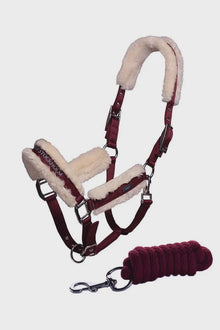  Equestrian Stockholm Fur Halter & Lead Rope Bordeaux