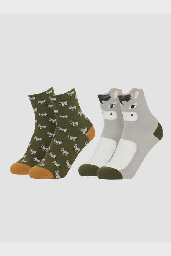 LeMieux Mini Character Socks 2 pack Donkey