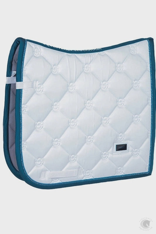 Equestrian Stockholm White Blue Meadow Dressage saddle pad